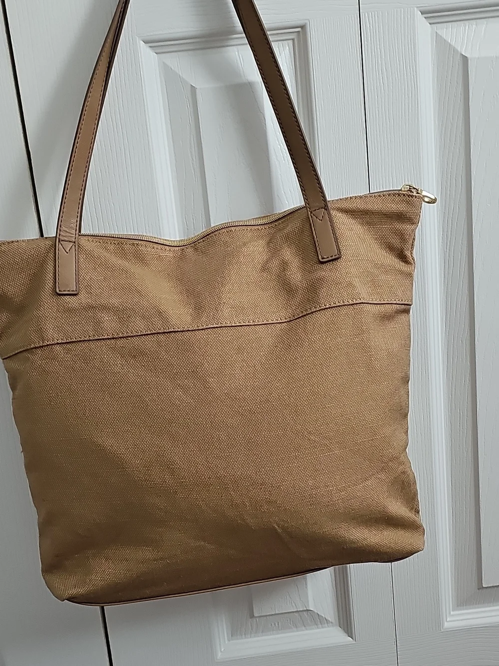 Relic Tan Tote with Cream Floral Appliqué